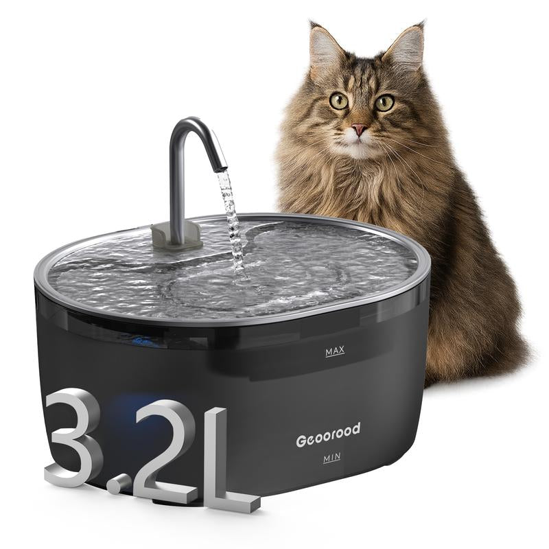 Today'S Deals - Geoorood 3.2L/0.85Gallon/108.2Oz Cat Water Fountain - 304 Stainless Steel, Dual-Mode, LED Alert, 20Db Quiet, Bpa-Free ABS, Pet-Friendly, Dishwasher-Safe #Cozyvibes