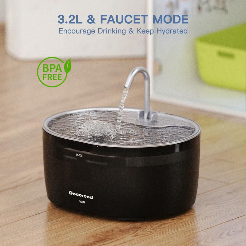 Today'S Deals - Geoorood 3.2L/0.85Gallon/108.2Oz Cat Water Fountain - 304 Stainless Steel, Dual-Mode, LED Alert, 20Db Quiet, Bpa-Free ABS, Pet-Friendly, Dishwasher-Safe #Cozyvibes