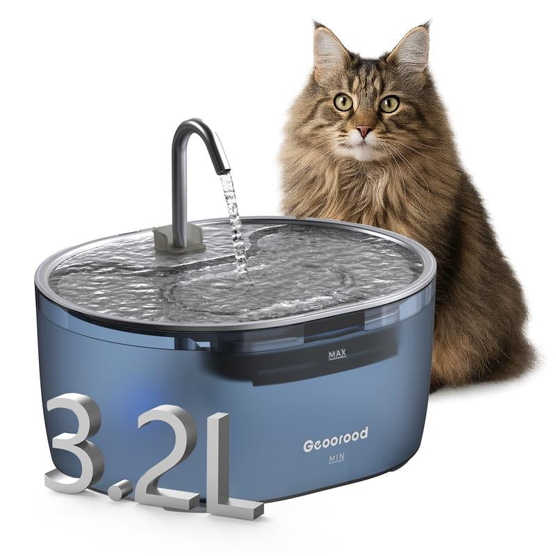 Today'S Deals - Geoorood 3.2L/0.85Gallon/108.2Oz Cat Water Fountain - 304 Stainless Steel, Dual-Mode, LED Alert, 20Db Quiet, Bpa-Free ABS, Pet-Friendly, Dishwasher-Safe #Cozyvibes