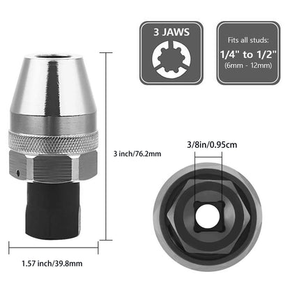 3/8In Drive Stud Extractor Steel Alloy Universal Broken Bolt Remover for 1/4In‑1/2In Rounded Studs
